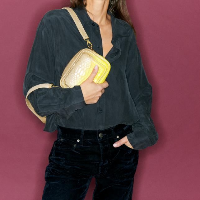 Claris Virot Sac Python Baby Charly Jaune Mais