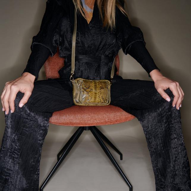 Claris Virot Sac Python Baby Charly Kaki