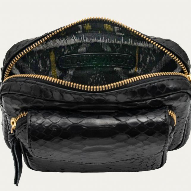 Claris Virot Sac Python Baby Charly Noir Or