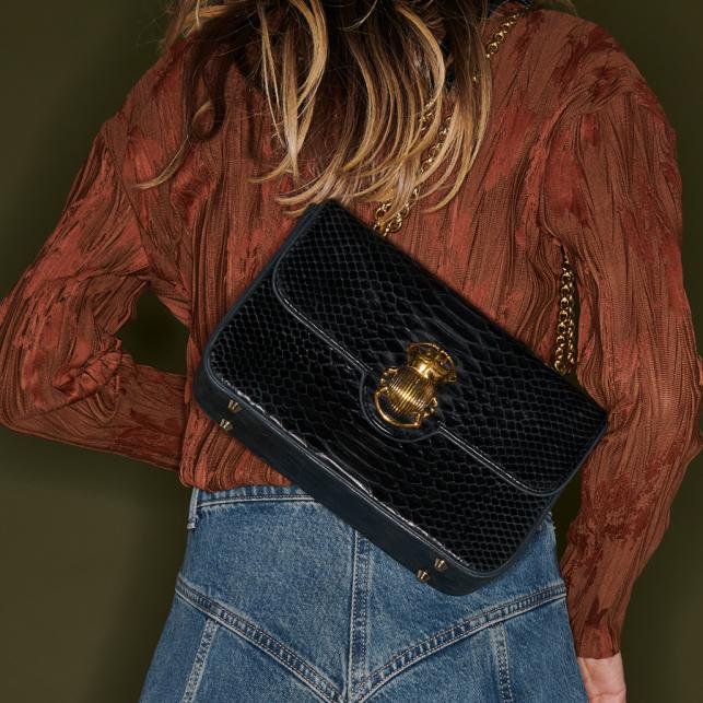 Claris Virot Sac Python Big Ava Beetle Noir