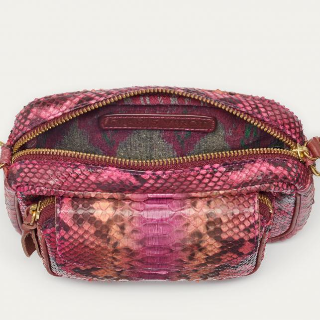 Claris Virot Sac Python Big Charly Bordeaux Rose
