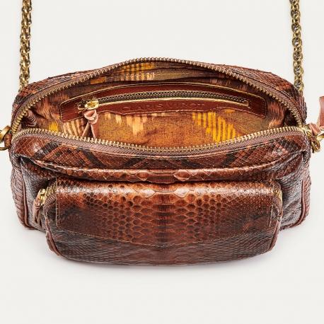 Claris Virot Sac Python Big Charly Moka Chaîne