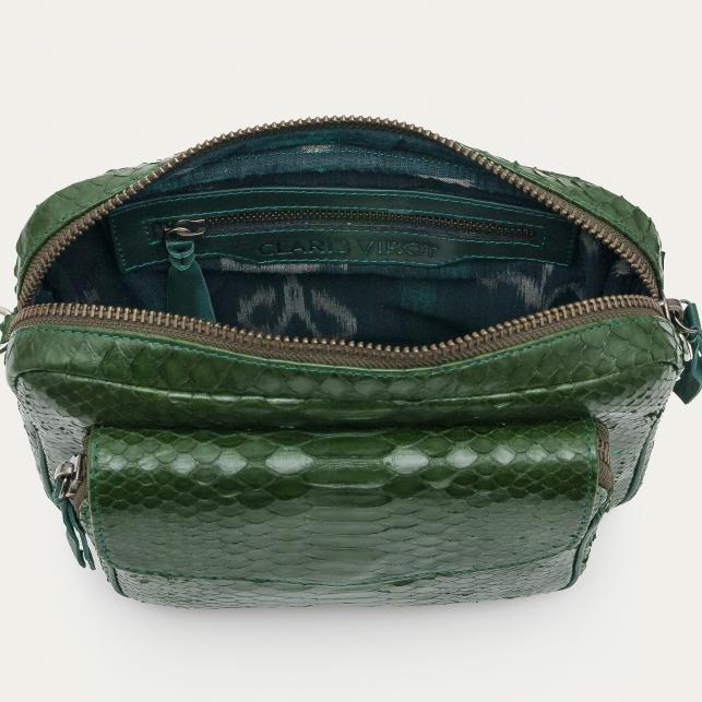 Claris Virot Sac Python Big Charly Vert Bronze