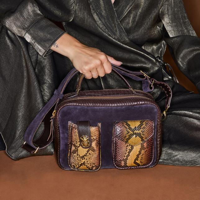 Claris Virot Sac Python César Oeil De Tigre