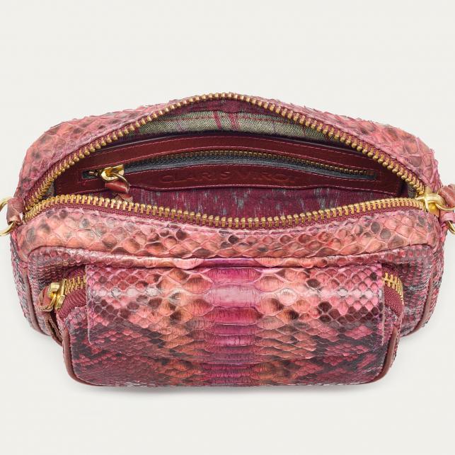 Claris Virot Sac Python Charly Bordeaux Rose