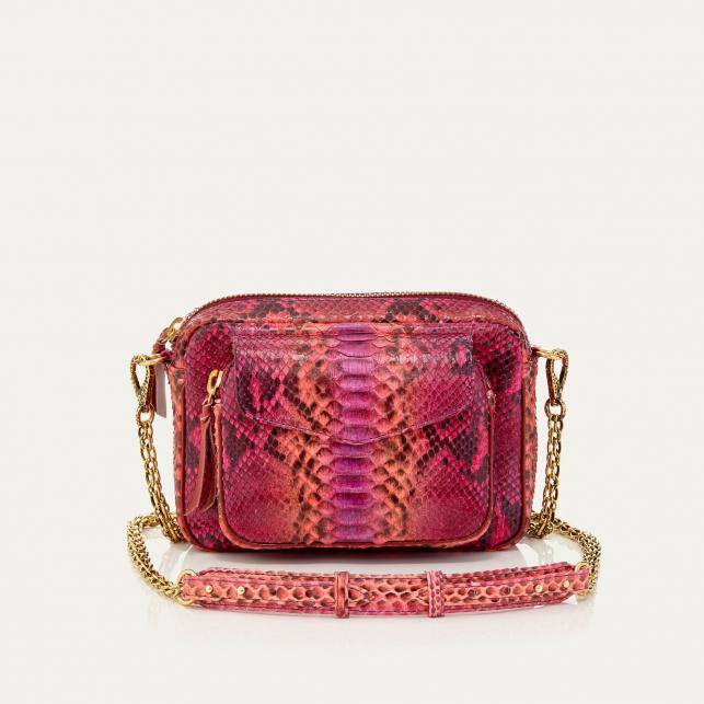 claris virot Sac Python Charly Bordeaux Rose