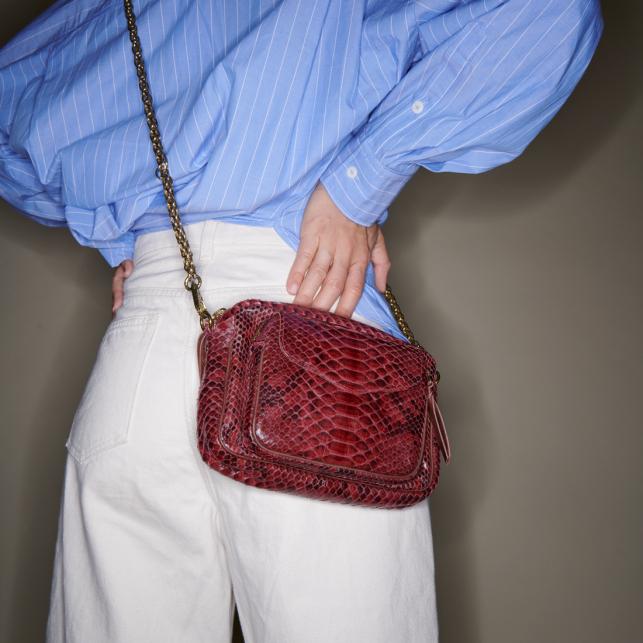 Claris Virot Sac Python Charly Burgundy