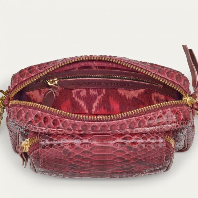 Claris Virot Sac Python Charly Burgundy