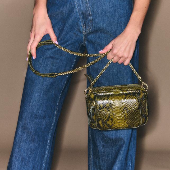 Claris Virot Sac Python Charly Dark Kaki