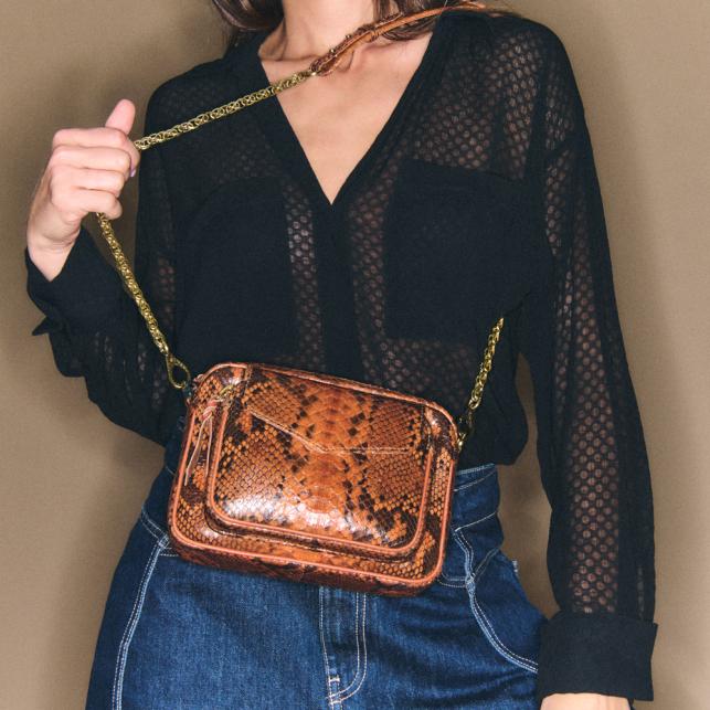 Claris Virot Sac Python Charly Moka
