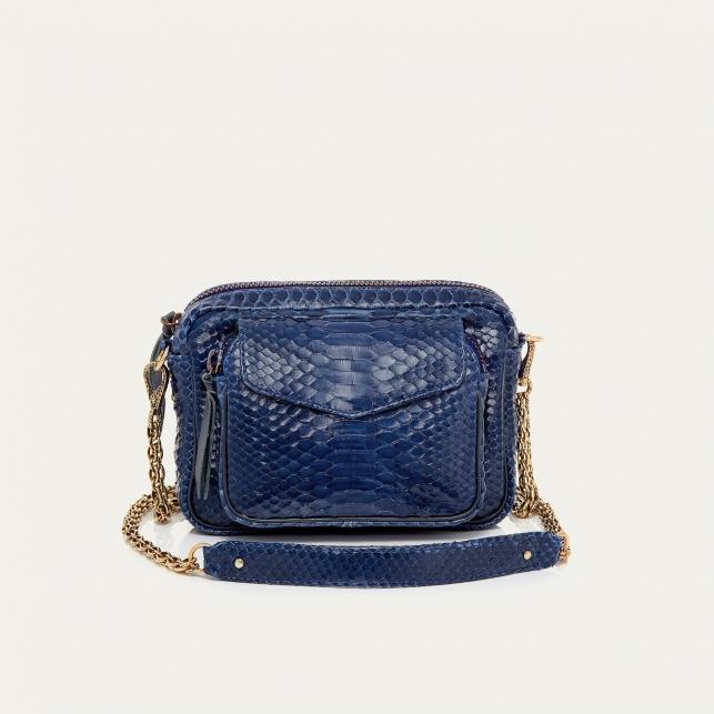 claris virot Sac Python Charly Navy chaine or
