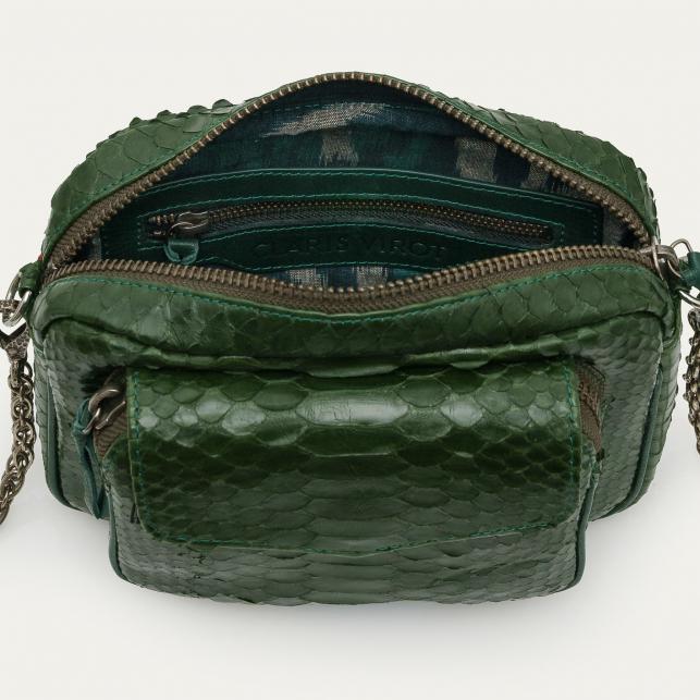 Claris Virot Sac Python Charly Vert Bronze