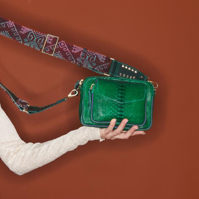 Claris Virot Sac Python Charly Vert Pelouse