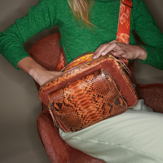 Claris Virot Sac Python Et Suède Jumbo Charly Moka