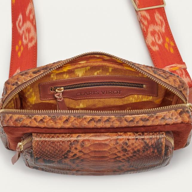 Claris Virot Sac Python Et Suède Jumbo Charly Moka