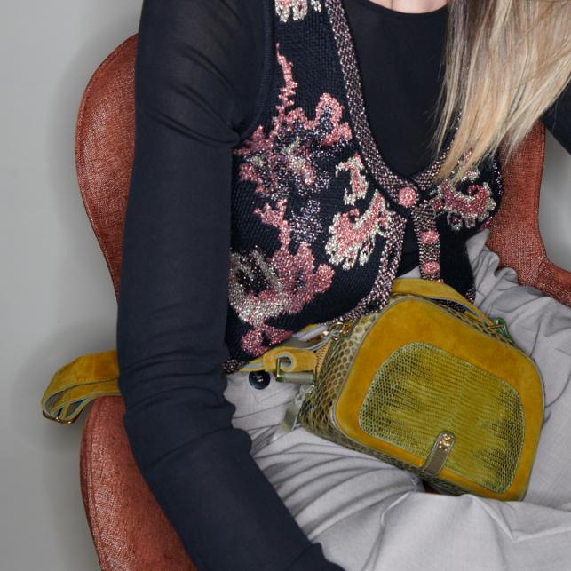 Claris Virot Sac Python Lézard Clara Kaki