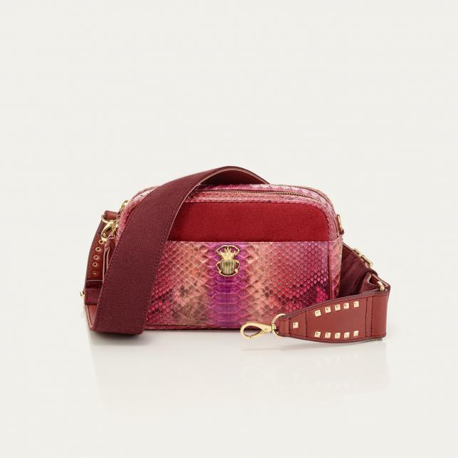 claris virot Sac Python Lily bordeaux rose