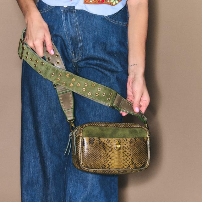 Claris Virot Sac Python Lily Kaki