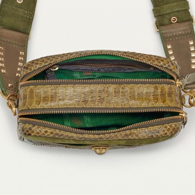 Claris Virot Sac Python Lily Kaki