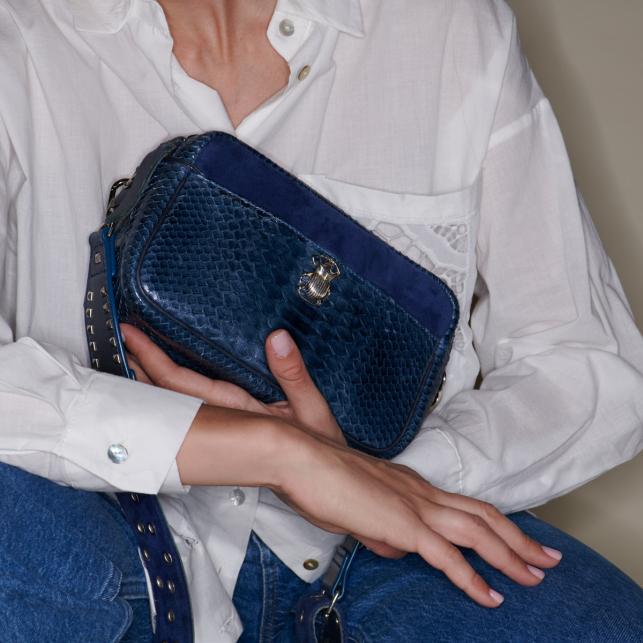 Claris Virot Sac Python Lily Navy