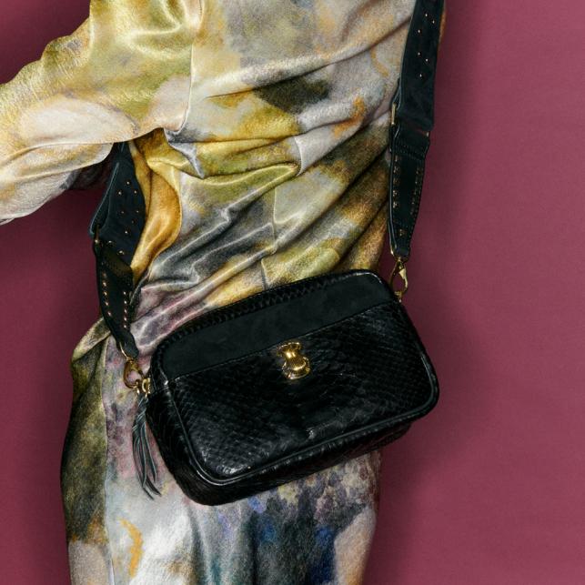 Claris Virot Sac Python Lily Noir