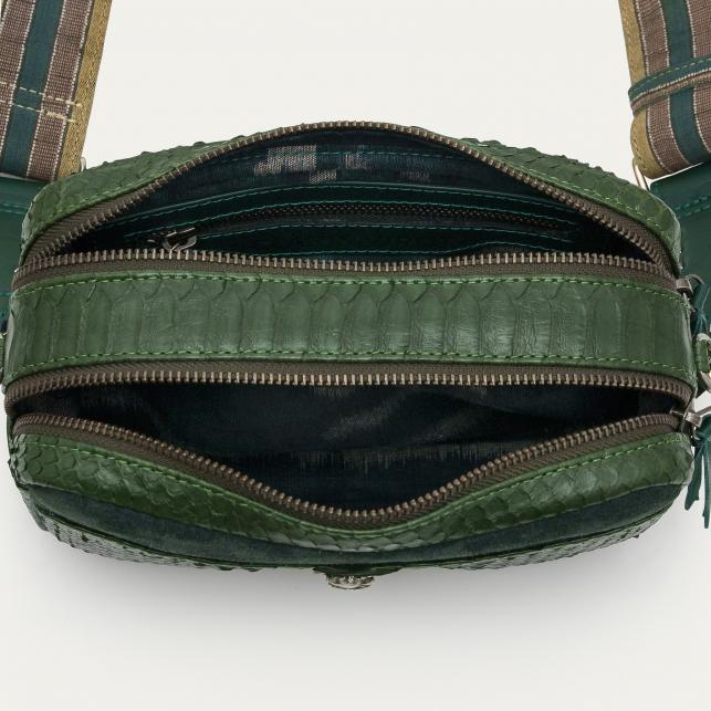 Claris Virot Sac Python Lily Vert Bronze