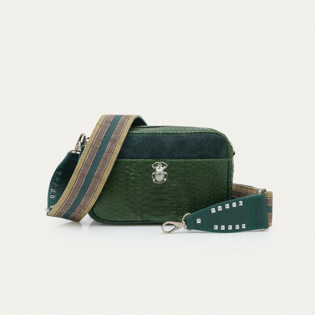 Claris Virot Sac Python Lily Vert Bronze