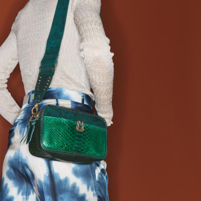 Claris Virot Sac Python Lily Vert Pelouse