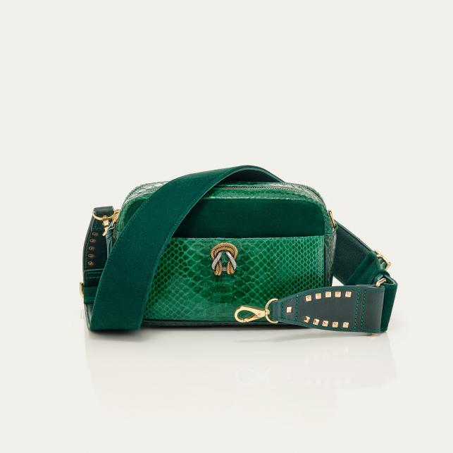 Claris Virot Sac Python Lily Vert Pelouse