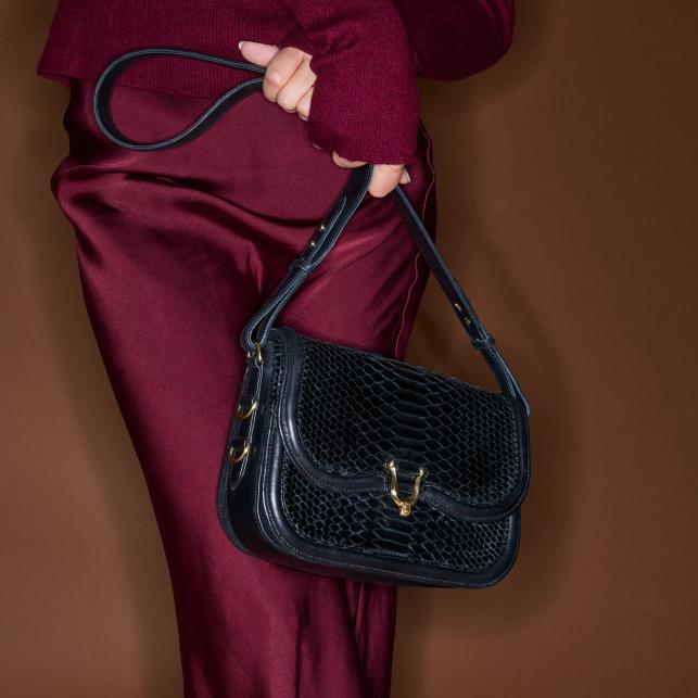 Claris Virot Sac Python Manon Noir - Claris Virot