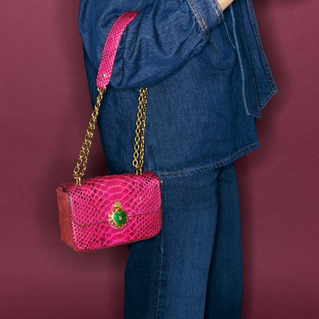 Claris Virot Sac Python Mini Ava Celosia Rose