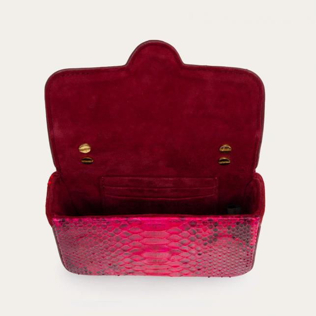 Claris Virot Sac Python Mini Ava Celosia Rose