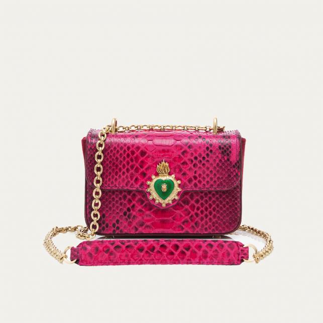 Claris Virot Sac Python Mini Ava Celosia Rose