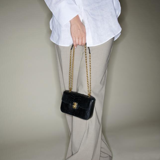 Claris Virot Sac Python Mini Ava Noir