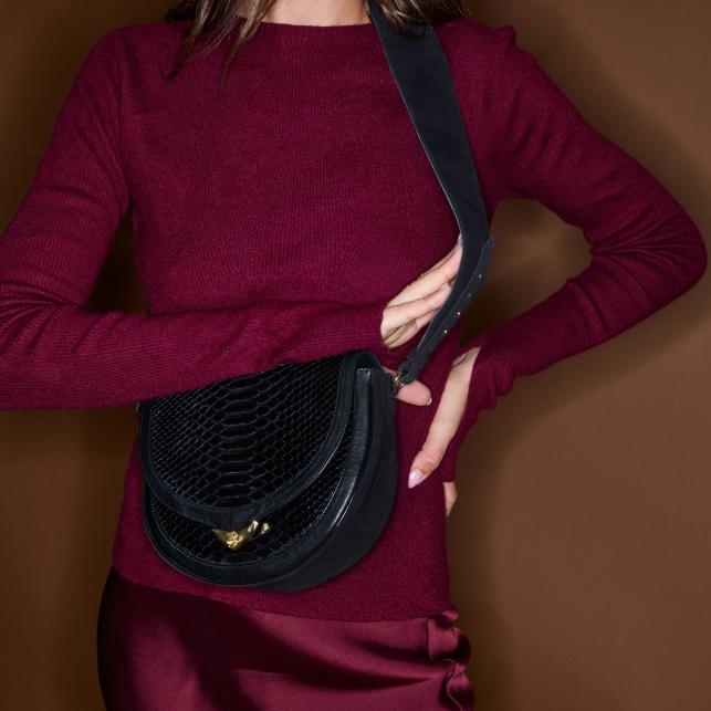 Claris Virot Sac Python Victoria Noir