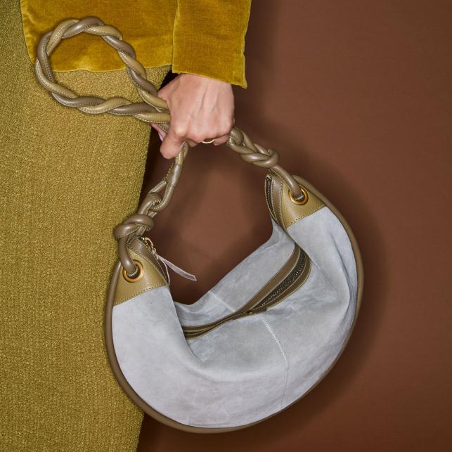 Claris Virot Sac Suède Big Chris Gris Perle