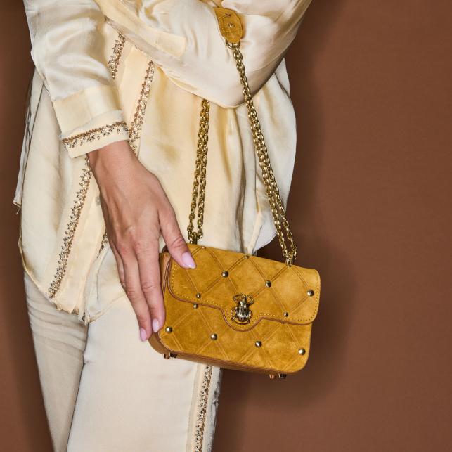 Claris Virot Sac Suède Mini Ava Ambre Cloutée