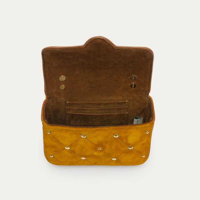 Claris Virot Sac Suède Mini Ava Ambre Cloutée