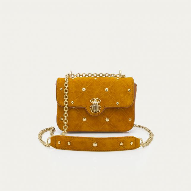 Claris Virot Sac Suède Mini Ava Ambre Cloutée