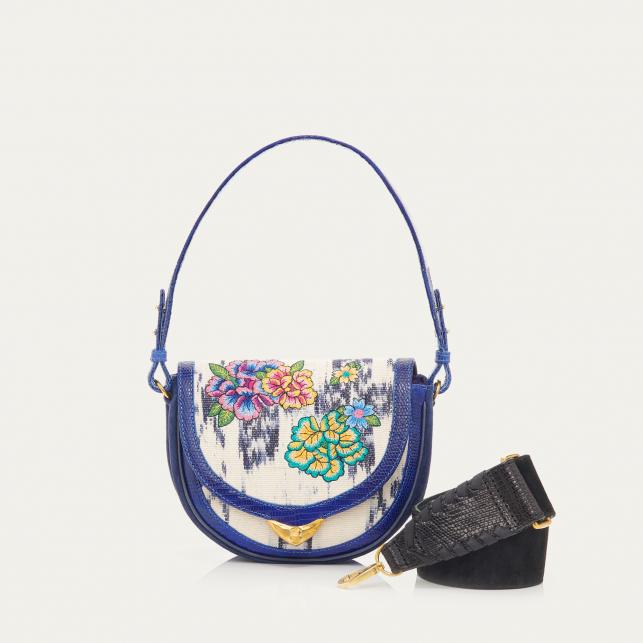 claris virot Sac Timor Victoria Bleu Brodé