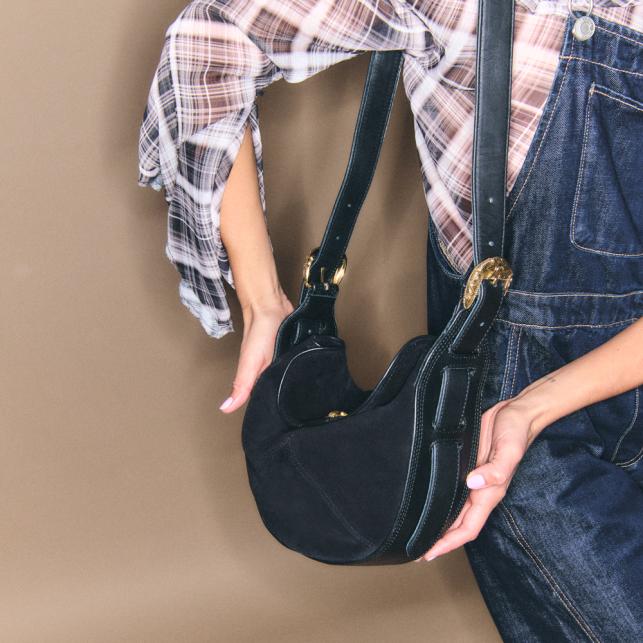 Claris Virot Sac Veau Velours Estelle Noir