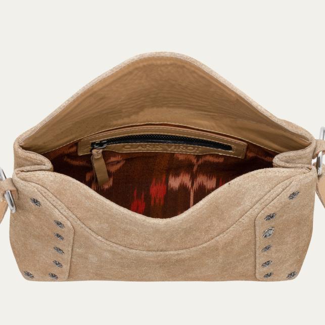 Claris Virot Sac Veau Velours Gaia Sable Blanc