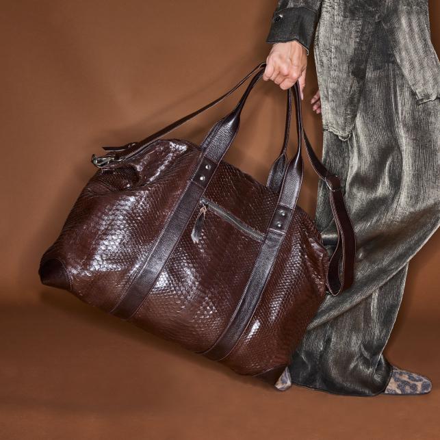 Claris Virot Sac Week-End Python Roger Brun Fumé L