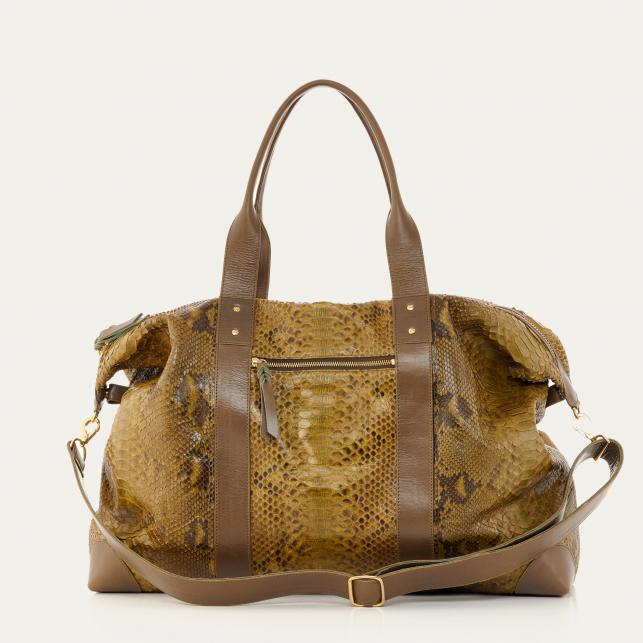 claris virot Sac Week-End Python Roger Dark Kaki L