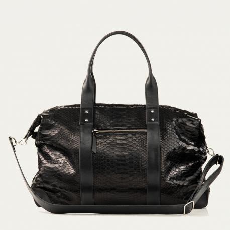 claris virot Sac Week-End Python Roger Noir L