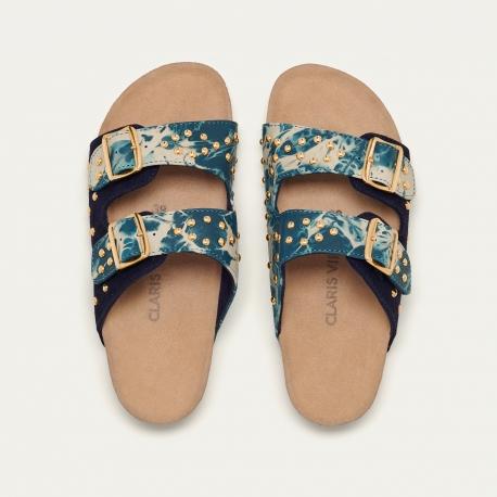 Claris Virot Sandales Cuir Odette T&D Bleu