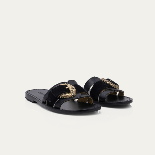 Claris Virot Sandales Cuir Violette Mix Noires