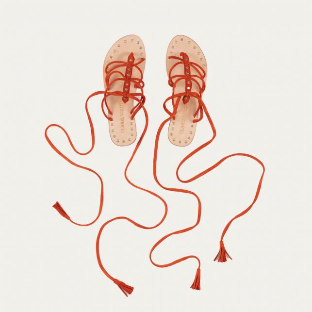 claris virot Sandales Moka Veau Velours Marine