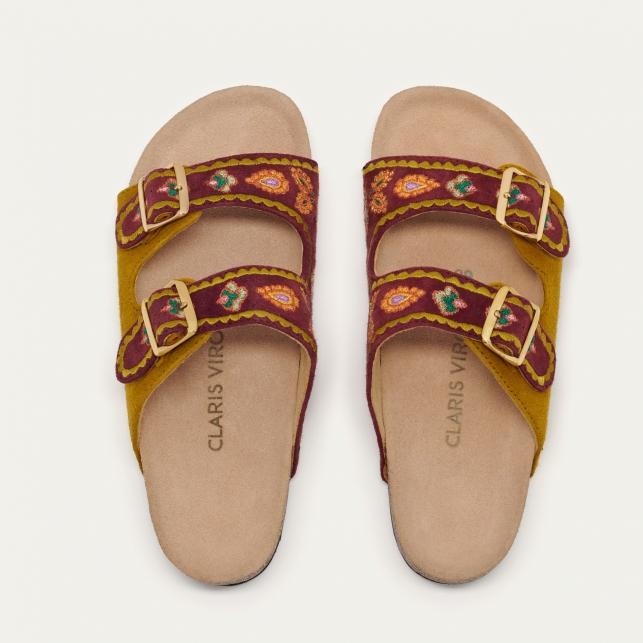 Claris Virot Sandales Odette Cuir Violet Cachemire