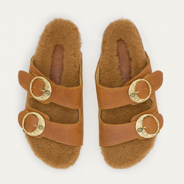 Claris Virot Sandales Peau Lainée Odette Cuivre